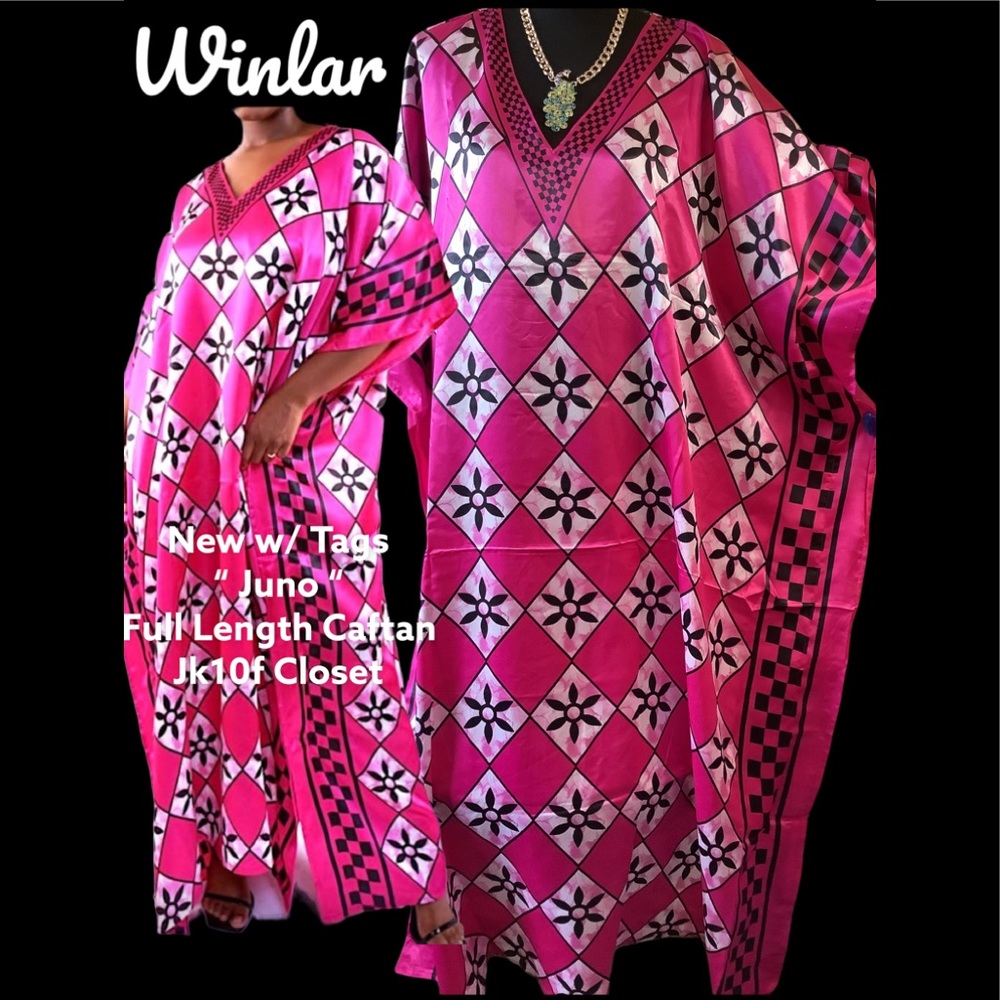 LOWEST🌺 NWT WINLAR SATIN CHARMEUSE COVERUP/CAFTAN DRESS